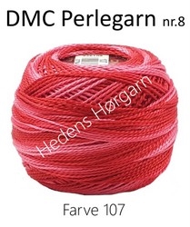 DMC Perlegarn nr. 8 farve 107 Rød multi